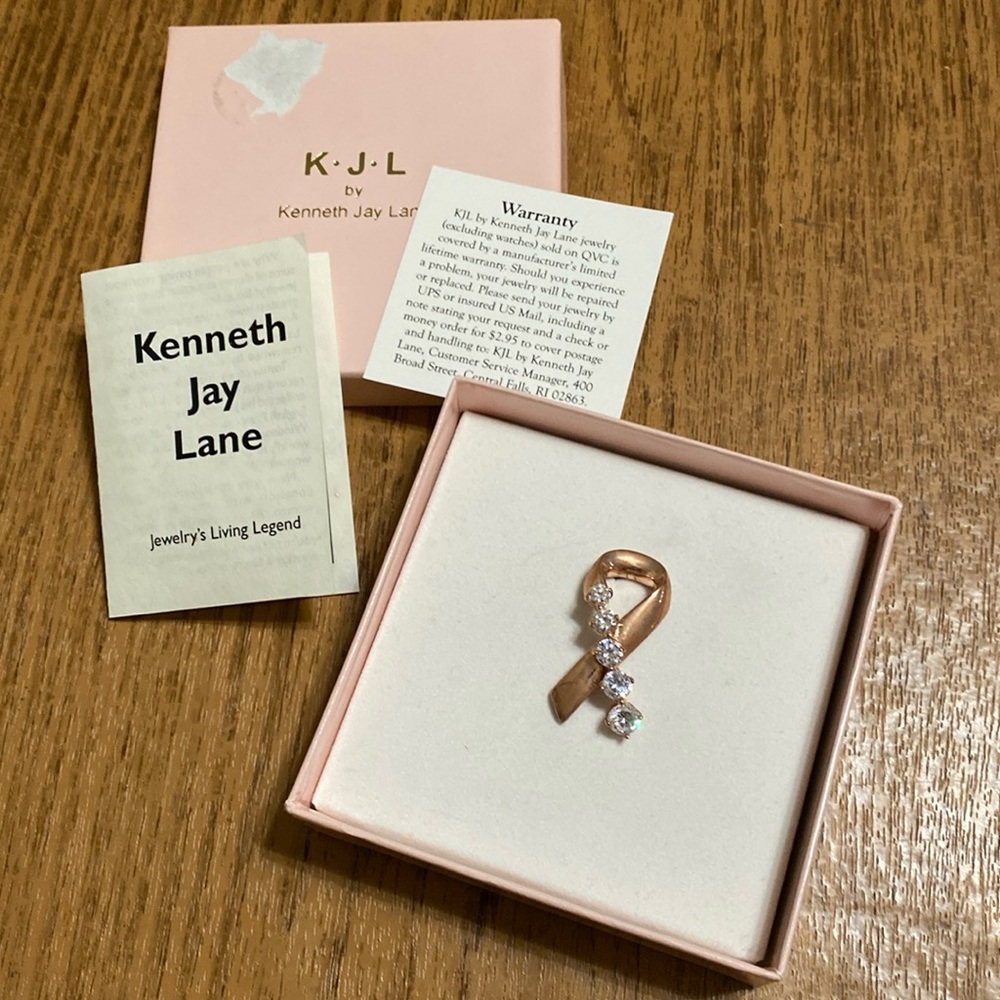 KJL by Kenneth Jay Lane, Rose Gold Ribbon Pin